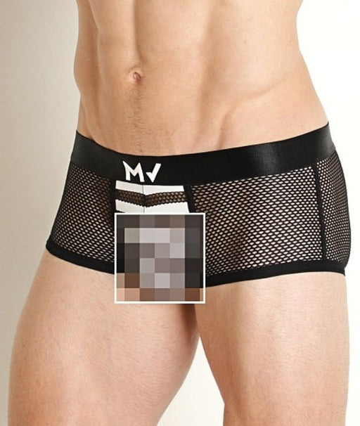 MODUS VIVENDI Striped Through Boxer Trunk Jaquard Micro Fishnet Black 01422 90A1