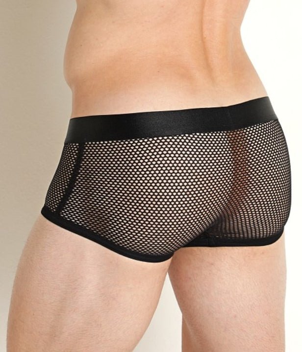 MODUS VIVENDI Striped Through Boxer Trunk Jaquard Micro Fishnet Black 01422 90A2