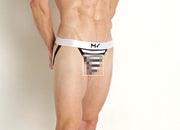 MODUS VIVENDI Striped Through Jockstrap Low - Rise Jock in Fishnet Black 01412 90A2