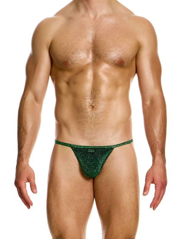 Modus Vivendi Tanga Brief Glitter Knitted Lurex Yarns Green Briefs 26313 B874