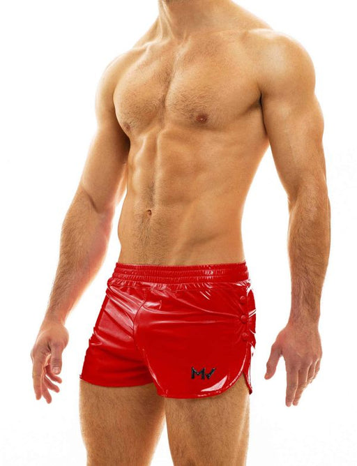 Modus Vivendi Viral Vinyl Shorts Glossy Shiny Red Short 08061 89A - SexyMenUnderwear.com