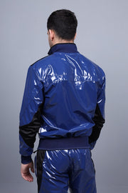 MR. RIEGILLIO PVC Jacket 24 Tracksuit Shiny Blue R10414