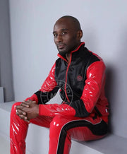 MR. RIEGILLIO PVC Jacket 24 Tracksuit Shiny Red R10152