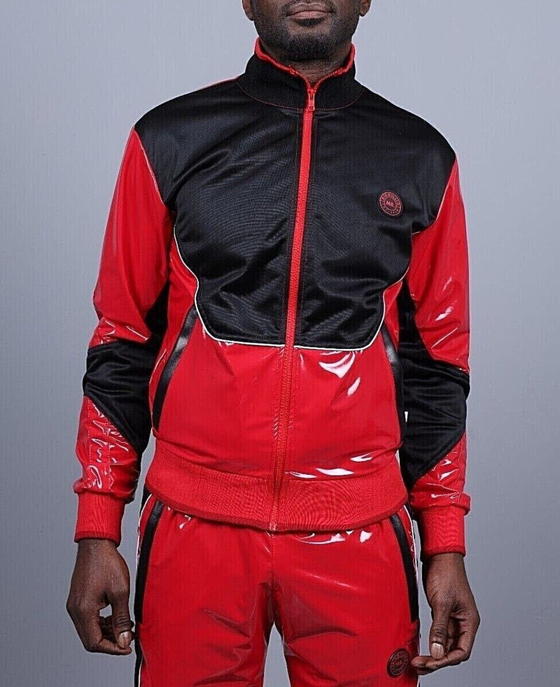 MR. RIEGILLIO PVC Jacket 24 Tracksuit Shiny Red R10151