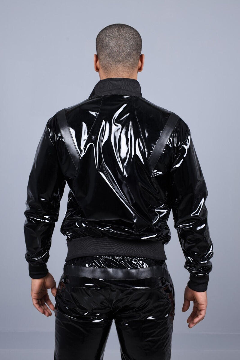 MR. RIEGILLIO PVC Tracksuit Jacket 24 Shiny Glossy Black R10192