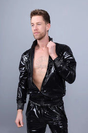 MR. RIEGILLIO Shiny Nylon 24 Tracksuit Jacket Black R10252