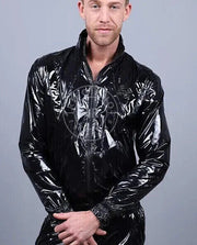 MR. RIEGILLIO Shiny Nylon 24 Tracksuit Jacket Black R10251