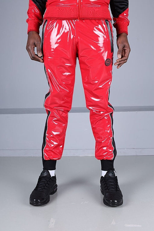 MR. RIEGILLIO Shiny PVC 24 Tracksuit Pants Glossy Red R10162