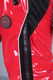 MR. RIEGILLIO Shiny PVC 24 Tracksuit Pants Glossy Red R10165