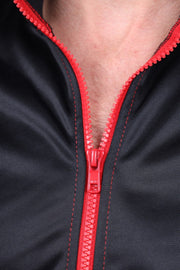 MR. RIEGILLIO Vegan Leather Jacket 24 Tracksuit Crew Collar Red R102711