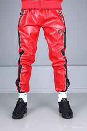 MR. RIEGILLIO Vegan Leather Pants 24 Tracksuit Pant Red R10282