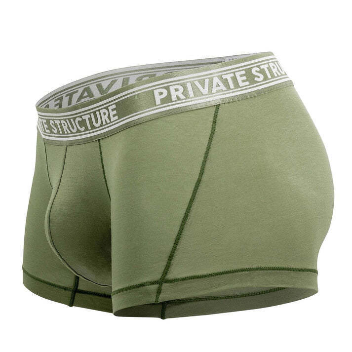PRIVATE STRUCTURE Bamboo Boxer Viscose Mid - Waist Trunk Olive 4379 1101