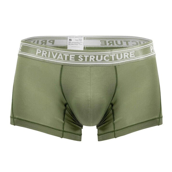 PRIVATE STRUCTURE Bamboo Boxer Viscose Mid - Waist Trunk Olive 4379 1102