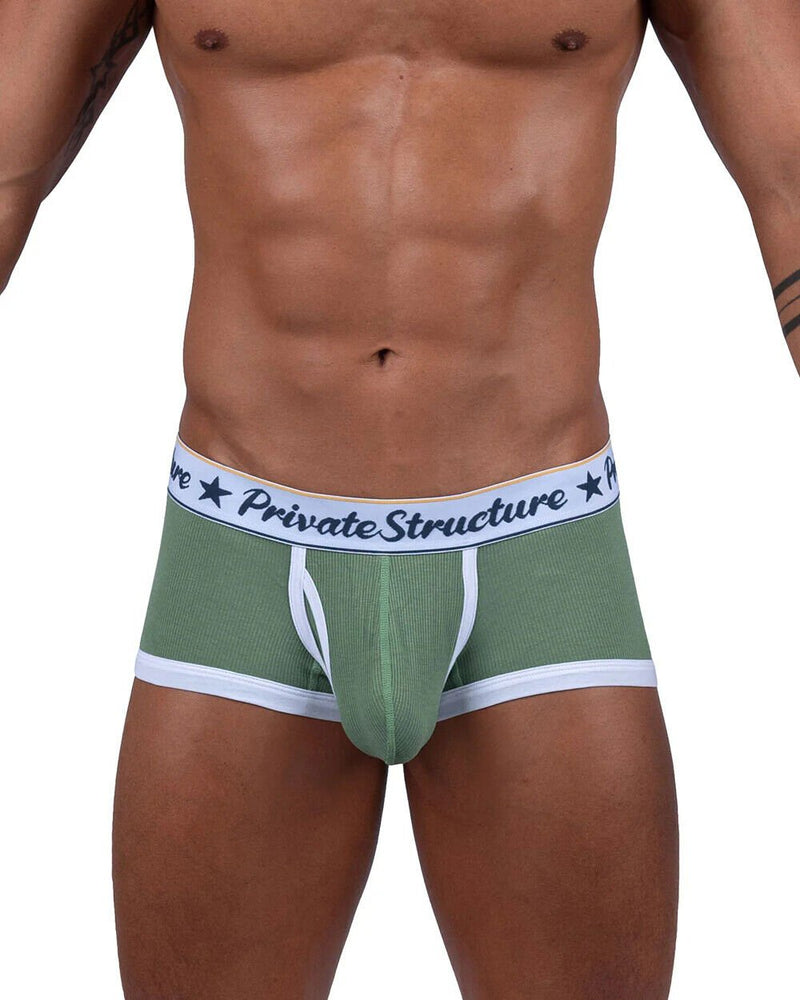 Private Structure Boxer Mid - Waist Trunk Classic Herbal Garden Green 4530 1052
