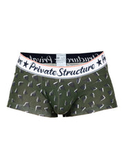 Private Structure Classic Motif Cotton Boxer Trunk Fragments Basil Green 4592 1129