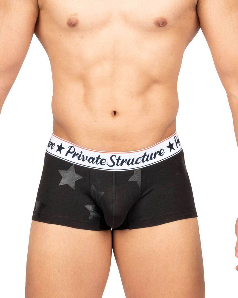 Private Structure Classic Motif Cotton Boxer Trunk Onyx Stars Black 4592 1125