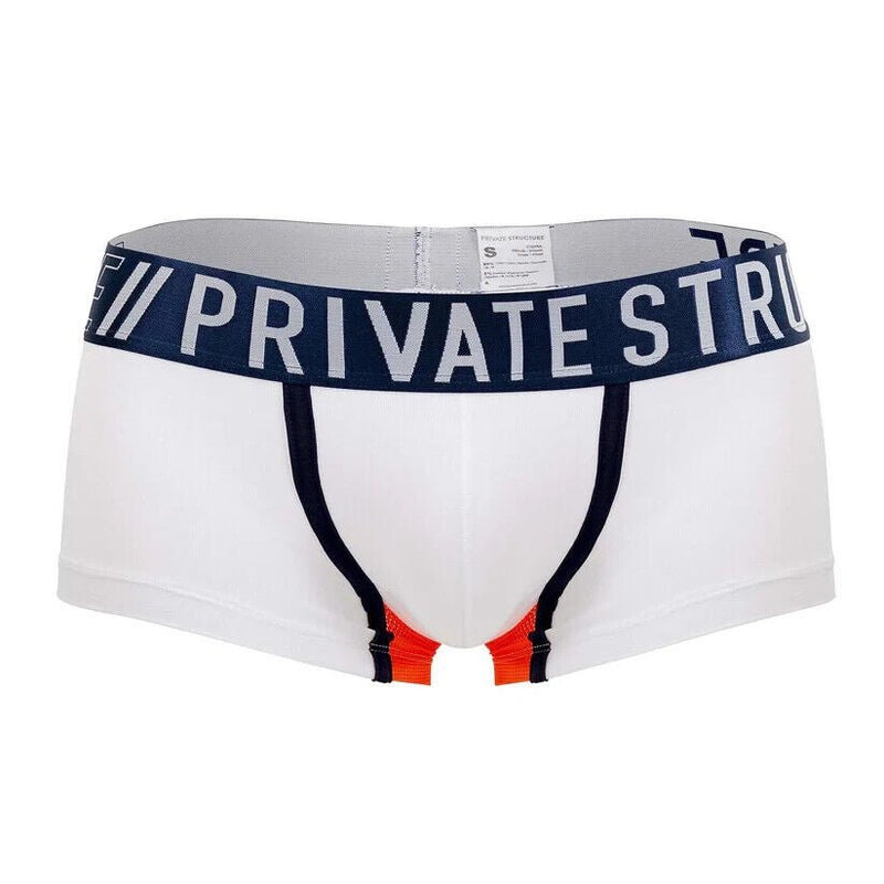 PRIVATE STRUCTURE Long Boxer Trunk Athlete in White League 4389 1038