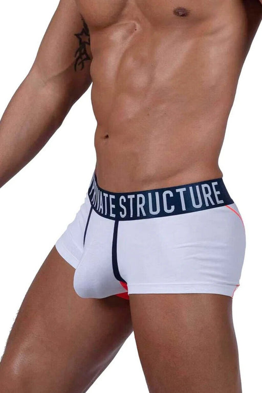 PRIVATE STRUCTURE Long Boxer Trunk Athlete in White League 4389 1031