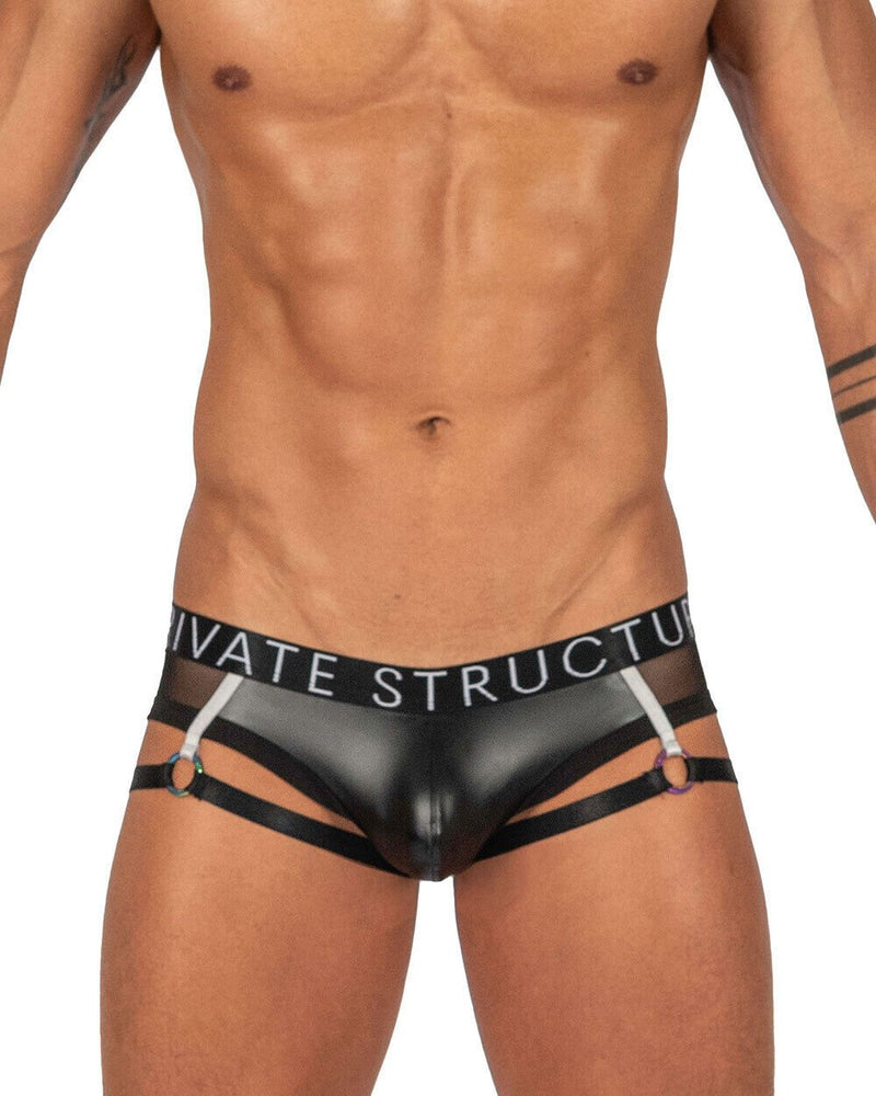 PRIVATE STRUCTURE Low Waist Mini Garter - Briefs Alpha PU Leather Shades Black 4419 1083