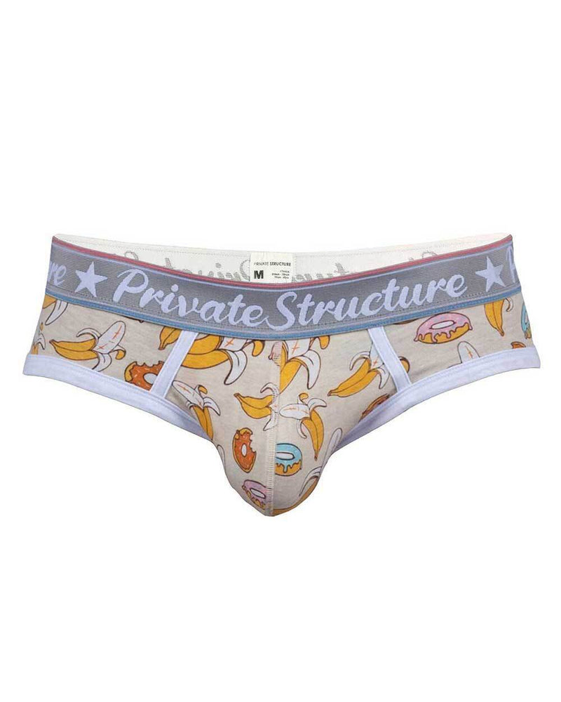 PRIVATE STRUCTURE Mini Briefs Classic Motif Mid-Waist Tea Break Ivory White 4504