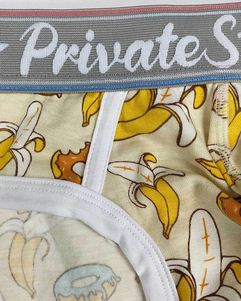 PRIVATE STRUCTURE Mini Briefs Classic Motif Mid - Waist Tea Break Ivory White 45045