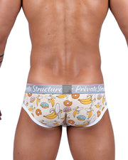 PRIVATE STRUCTURE Mini Briefs Classic Motif Mid - Waist Tea Break Ivory White 45043