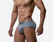 PUMP! Gray Classic Brief Mesh With A Cotton - Lined Cup Stretchy Briefs 12085 202
