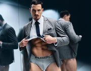 PUMP! Gray Classic Brief Mesh With A Cotton - Lined Cup Stretchy Briefs 12085 206