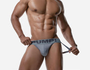 PUMP! Gray Classic Jockstrap With Comfy Ribbed Cup Stretchy Jock 15090 202