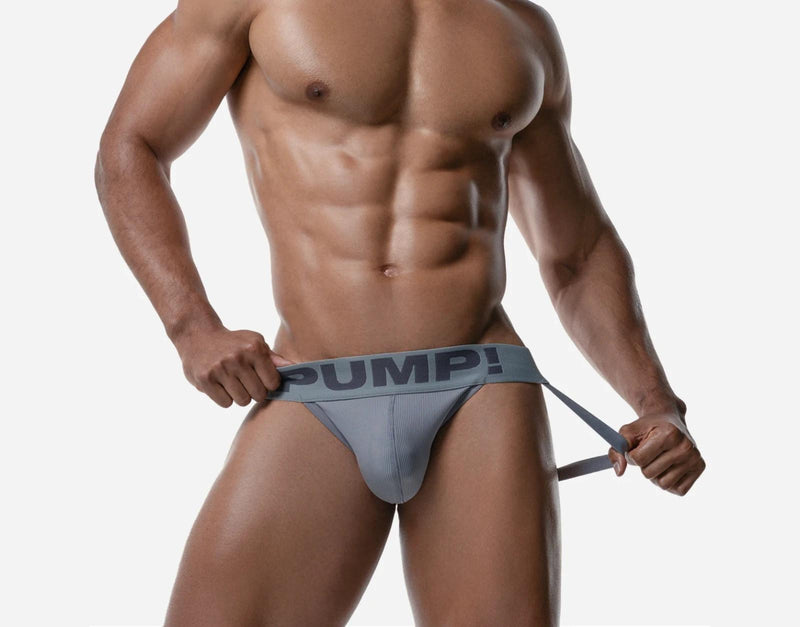 PUMP! Gray Classic Jockstrap With Comfy Ribbed Cup Stretchy Jock 15090 202
