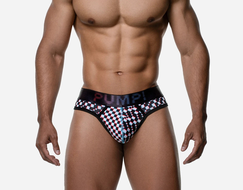 PUMP! Lightweight Thong Glitch Elastic Binding Cotton Distorted B&W 17023 113