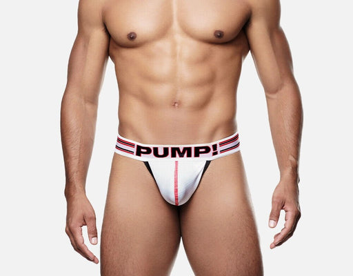 PUMP! Low - Rise Thong Circuit White Mesh Cup Red Stitching 170082