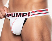 PUMP! Low - Rise Thong Circuit White Mesh Cup Red Stitching 170081