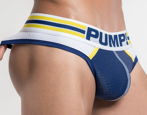 PUMP! Recharge Thongs With G - String Bottom Blue Mesh Lining Sport Thong 170062