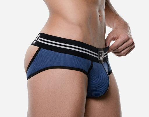 PUMP! Round2 Backless Briefs Jock Combo Ribbed Cotton Blue 12081 231