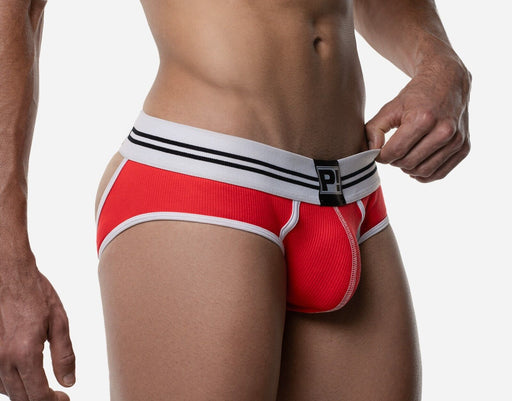 PUMP! Round2 Backless Briefs Jock Combo Ribbed Cotton Red 12080 292