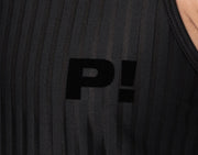 PUMP! Tanktop Whisper Sheer Stripes Form - Fitting Black Tank Top 14024 216