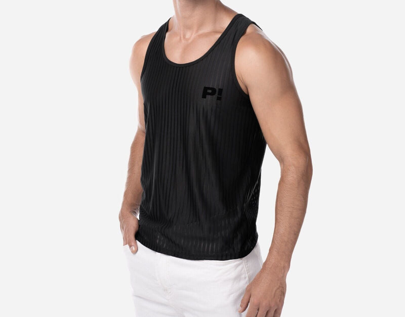 PUMP! Tanktop Whisper Sheer Stripes Form - Fitting Black Tank Top 14024 213