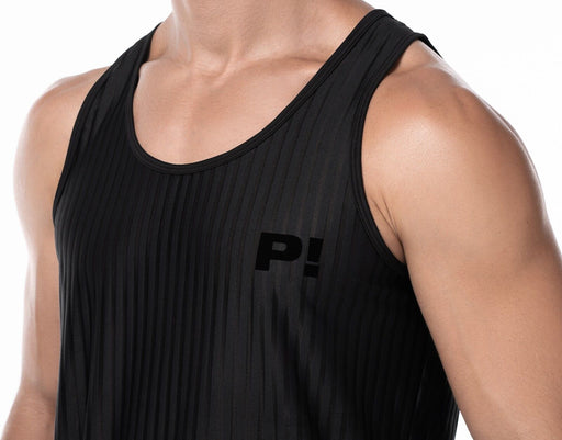 PUMP! Tanktop Whisper Sheer Stripes Form - Fitting Black Tank Top 14024 211
