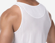 PUMP! Tanktop Whisper Sheer Stripes Form - Fitting White Tank Top 14025 213