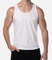 PUMP! Tanktop Whisper Sheer Stripes Form - Fitting White Tank Top 14025 211
