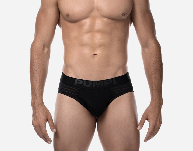 PUMP! Whisper Brief Subtly Sheer Stripes Nylon Cup 40mm Matt Black 120774