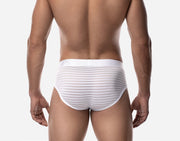 PUMP! Whisper Brief Subtly Sheer Stripes Nylon Cup 40mm Matt White 120785