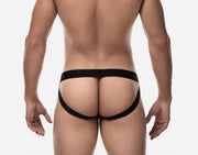 PUMP! Whisper Jock With Light Sheer Stripes in Matt Black Jockstrap 150822