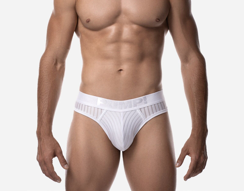 PUMP! Whisper Thongs With Light Sheer Stripes in Matt White Thong 170175