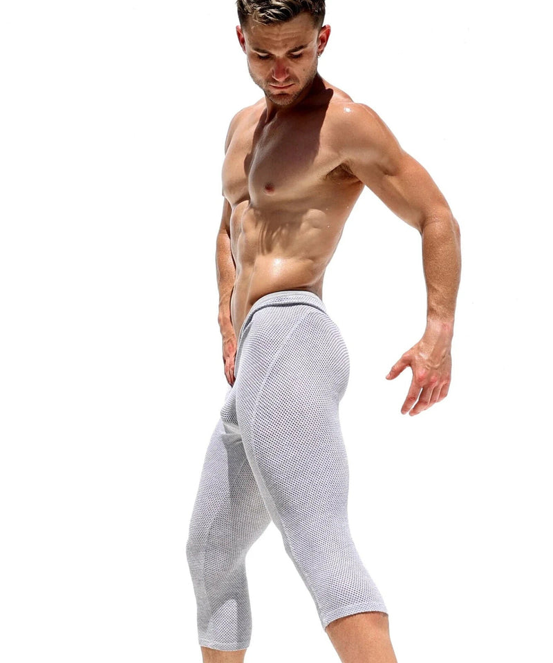 RUFSKIN 3/4 Length Lounge Tight Legging BALFOUR Perforated Stretch Cotton Grey3