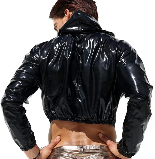 RUFSKIN Cropped Top ORO Long Sleeve Turtle Neck Pule Over Woven Spandex Onyx 41