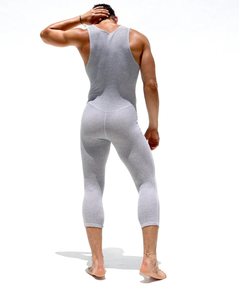 RUFSKIN Singlet PERCY Perforated Stretch Cotton Fitted Bodysuit Heather Grey 56