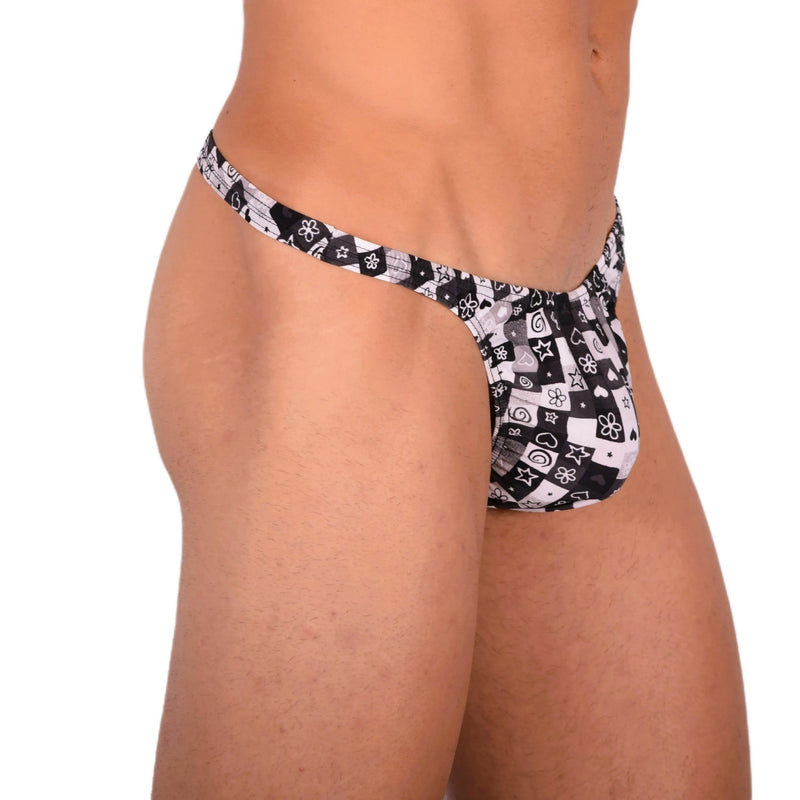 S SMU Sensual Black and White Thong 33730 MX155
