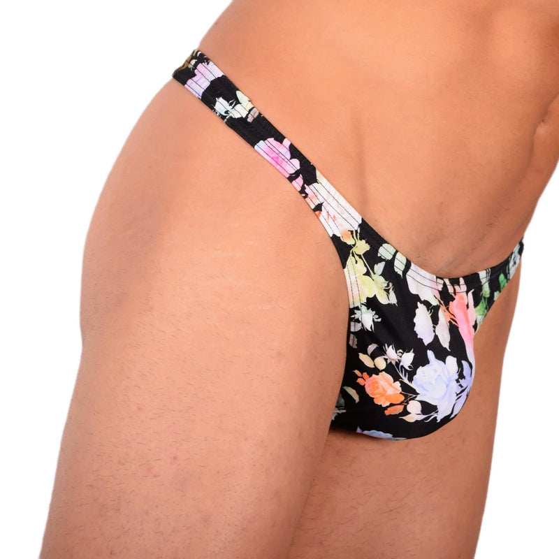 S SMU Sensual Floral Black Thong 33732 MX153